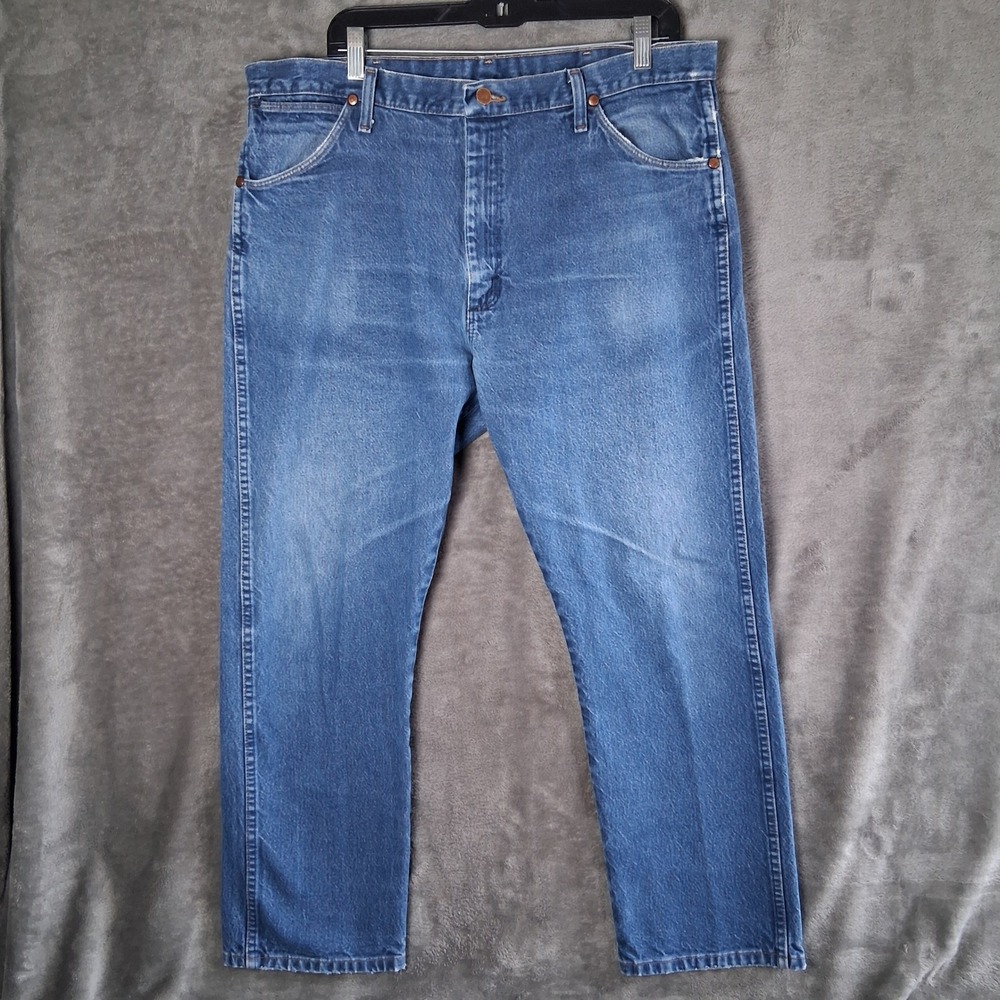 Wrangler 13MWZPW Cowboy Cut Jeans Mens 38x30 Blue Straight Leg Actual 38x28